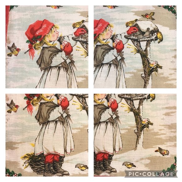 Vintage Christmas Birdhouse Napkin Bread Basket Red Ribbon Bow Holly Birds Nest - Picture 15 of 16